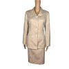 LE SUIT  Women 2PC Beige Floral Polyester Lined Shawl Collar Skirt Suit Size 6