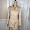LE SUIT  Women 2PC Beige Floral Polyester Lined Shawl Collar Skirt Suit Size 6