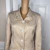LE SUIT  Women 2PC Beige Floral Polyester Lined Shawl Collar Skirt Suit Size 6