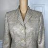 KASPER Metallic Polyester Skirt Suit Size 10P Beige Cocktail Stand Up Collar 2PC
