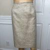 KASPER Metallic Polyester Skirt Suit Size 10P Beige Cocktail Stand Up Collar 2PC