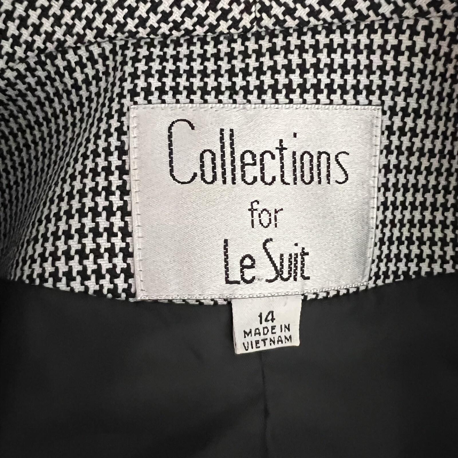 10-290.jpg Collections For Le Suit Polyester Rayon Blazer Size 14 Black White Houndstooth