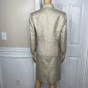 KASPER Metallic Polyester Skirt Suit Size 10P Beige Cocktail Stand Up Collar 2PC