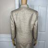 KASPER Metallic Polyester Skirt Suit Size 10P Beige Cocktail Stand Up Collar 2PC