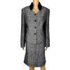 John Meyer Polyester Rayon Skirt Suit 12 Gray Floral Faux Fur Collar 2 Piece