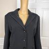 KASPER Women 2PC Black Striped Polyester Lined Peak Collar Pant Suit Size 14