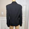 KASPER Women 2PC Black Striped Polyester Lined Peak Collar Pant Suit Size 14