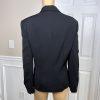 KASPER Women 2PC Black Striped Polyester Lined Peak Collar Pant Suit Size 14