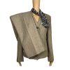 LE SUIT Women 3PC Peanut Polyester Lined Peak Collar Pant Suit Scarf Size 10