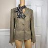 LE SUIT Women 3PC Peanut Polyester Lined Peak Collar Pant Suit Scarf Size 10
