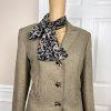 LE SUIT Women 3PC Peanut Polyester Lined Peak Collar Pant Suit Scarf Size 10