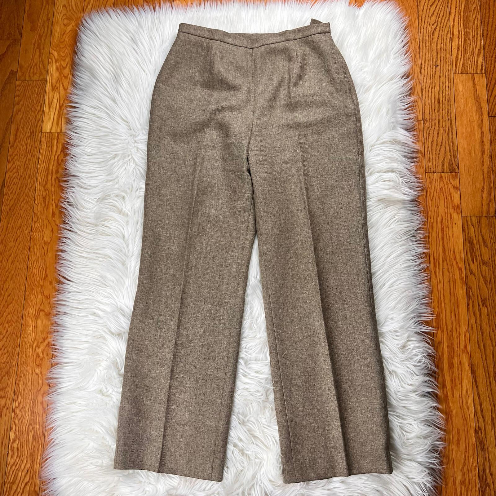 LE SUIT Women 3PC Peanut Polyester Lined Peak Collar Pant Suit Scarf Size 10