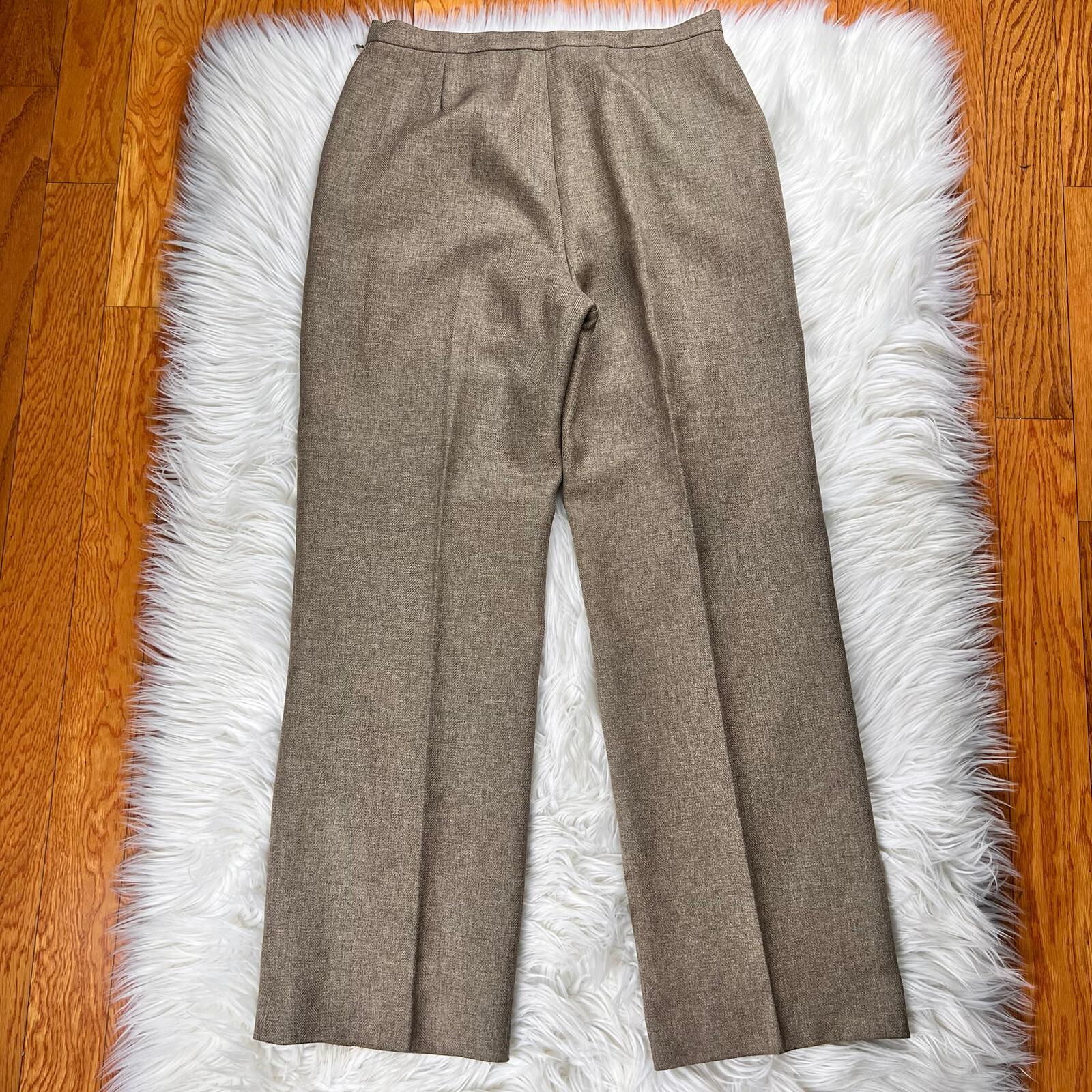 LE SUIT Women 3PC Peanut Polyester Lined Peak Collar Pant Suit Scarf Size 10