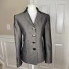LE SUIT Women Gray Charcoal Metallic Polyester Peak Collar Blazer Suit Size 10