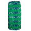 Tracy Reese Viscose Rayon Pencil Skirt Size 8 Green Blue Abstract Ribbon Stretch