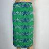 Tracy Reese Viscose Rayon Pencil Skirt Size 8 Green Blue Abstract Ribbon Stretch