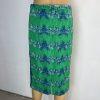 Tracy Reese Viscose Rayon Pencil Skirt Size 8 Green Blue Abstract Ribbon Stretch