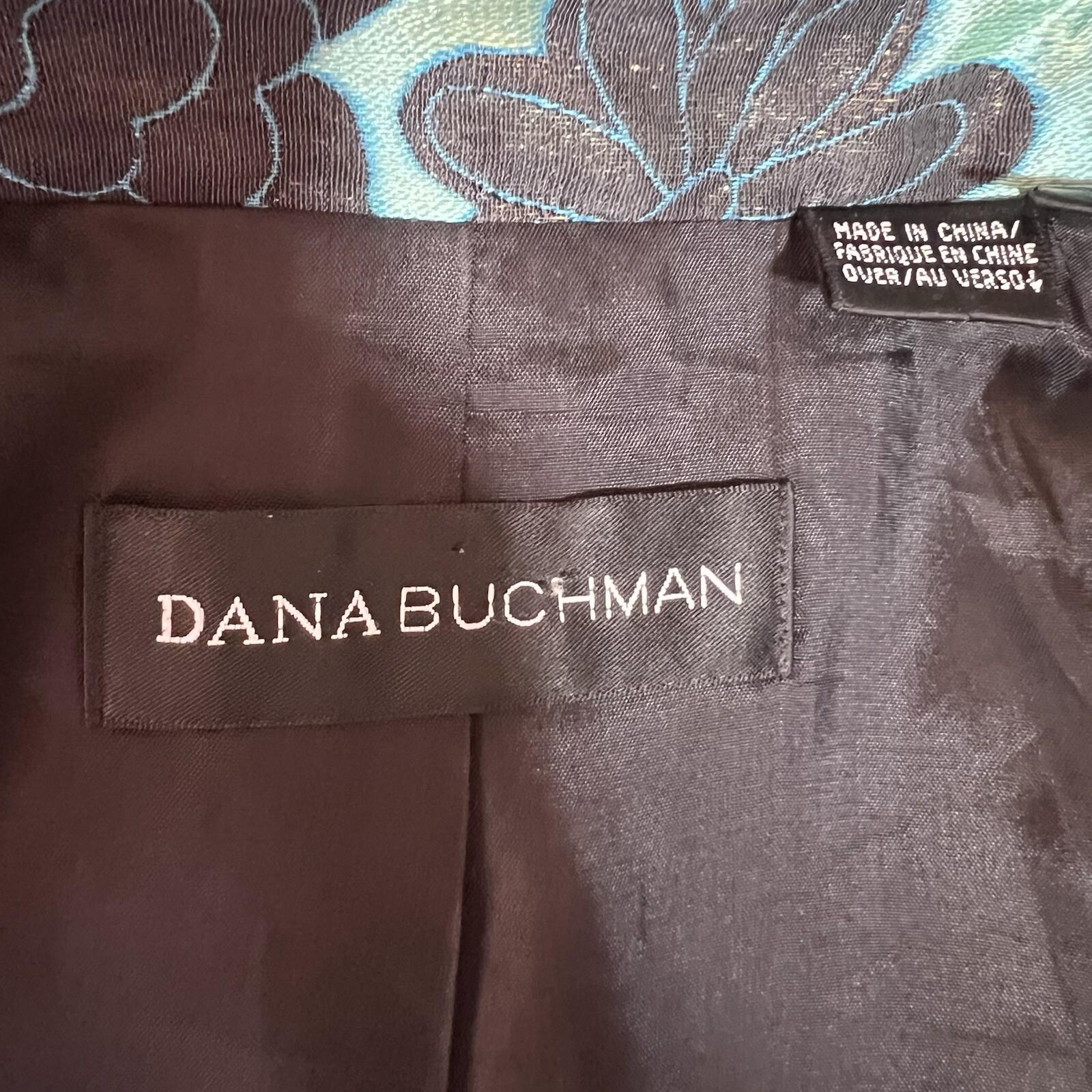 10-2973.jpg Dana Buchman Cotton Polyester Blazer Size 8 Sequin Floral Belted Open Front