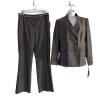 Tahari ASL Polyester Rayon Pant Suit Size 12 Gray Double Breasted Career 2PC New