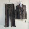 Tahari ASL Polyester Rayon Pant Suit Size 12 Gray Double Breasted Career 2PC New