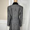 John Meyer Polyester Rayon Skirt Suit 12 Gray Floral Faux Fur Collar 2 Piece