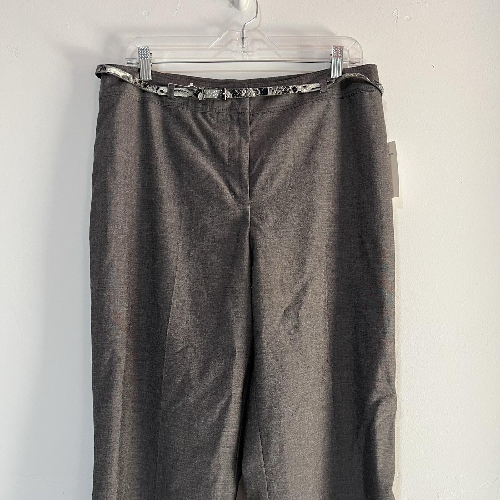 Tahari ASL Polyester Rayon Pant Suit Size 12 Gray Double Breasted Career 2PC New