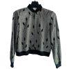 St John Collection By Marie Gray Knit Jacket Size 8 Zip Up Front Leaf Print