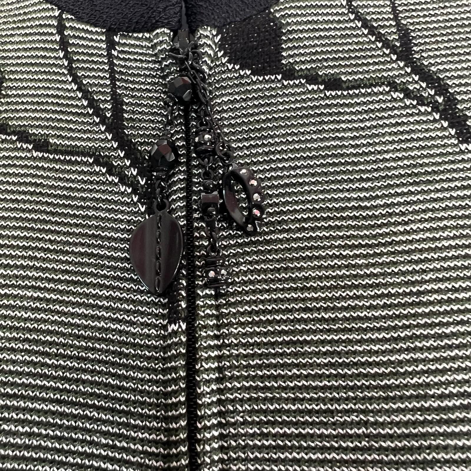 St John Collection By Marie Gray Knit Jacket Size 8 Zip Up Front Leaf Print