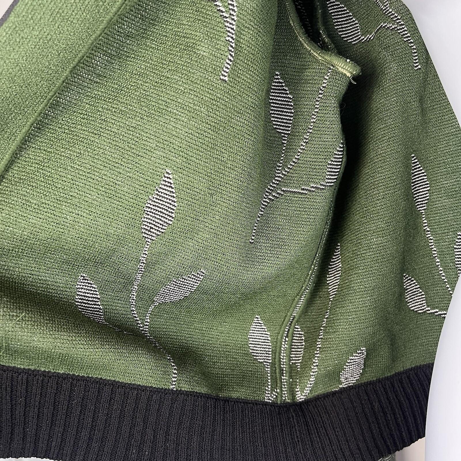St John Collection By Marie Gray Knit Jacket Size 8 Zip Up Front Leaf Print