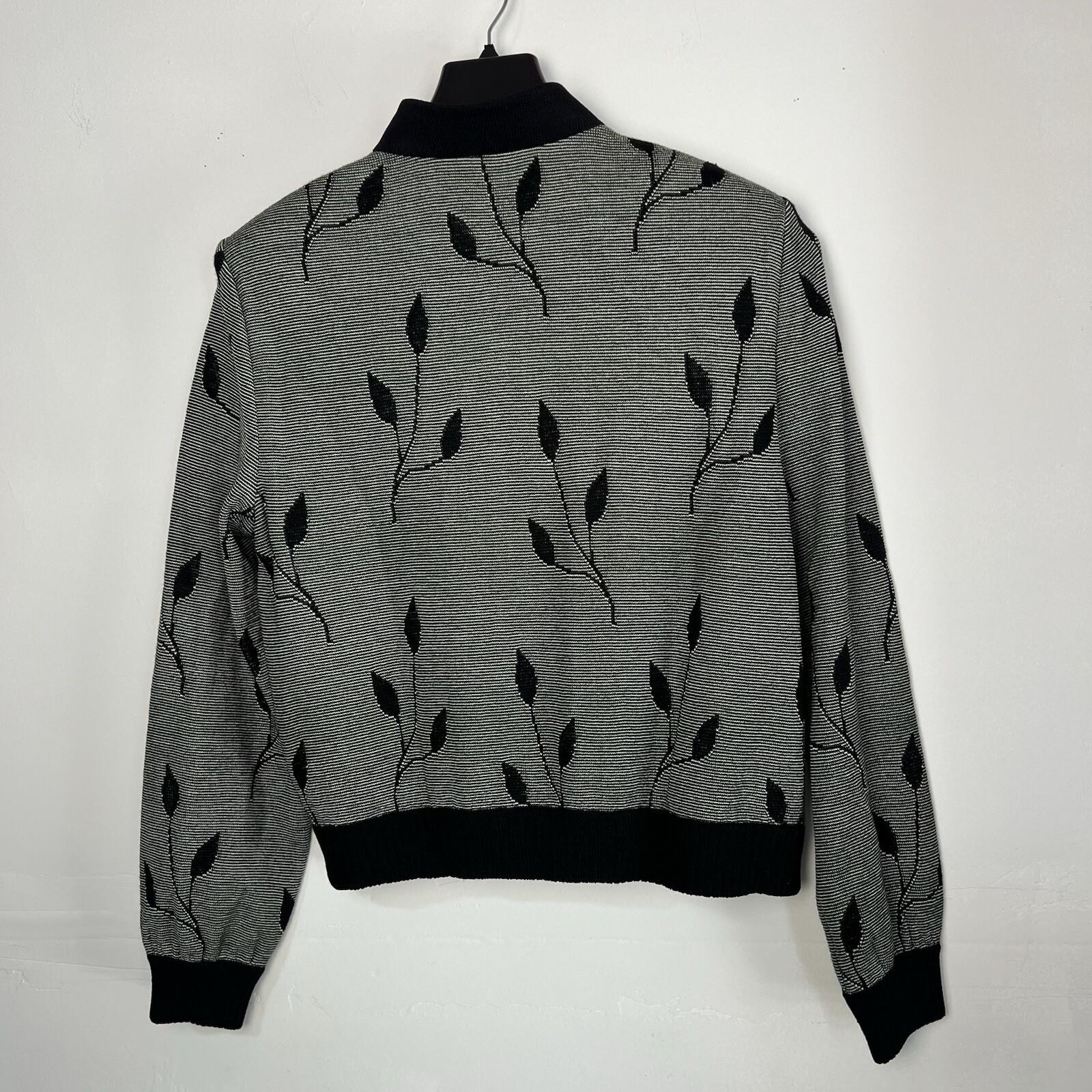 St John Collection By Marie Gray Knit Jacket Size 8 Zip Up Front Leaf Print