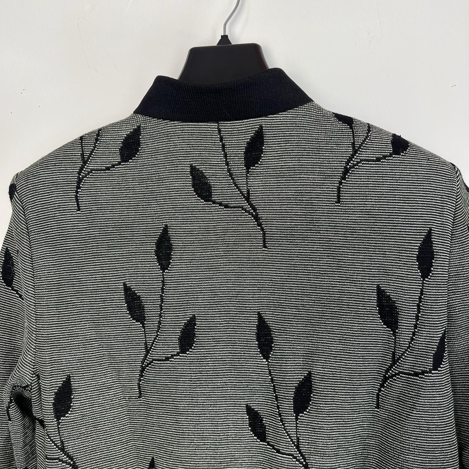 St John Collection By Marie Gray Knit Jacket Size 8 Zip Up Front Leaf Print