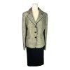 KASPER 2PC Green Black Polyester Notch Collar Skirt (Size 12P) Suit (Size 12)