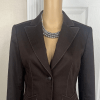 Tahari ASL Cotton Rayon Spandex Blazer Size 4 Brown Lined Pocket 1 Piece