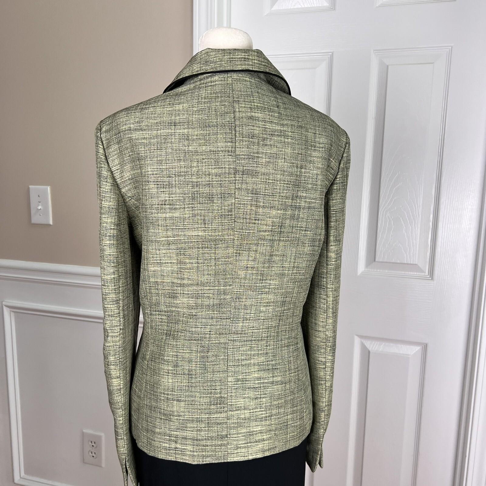 KASPER 2PC Green Black Polyester Notch Collar Skirt (Size 12P) Suit (Size 12)