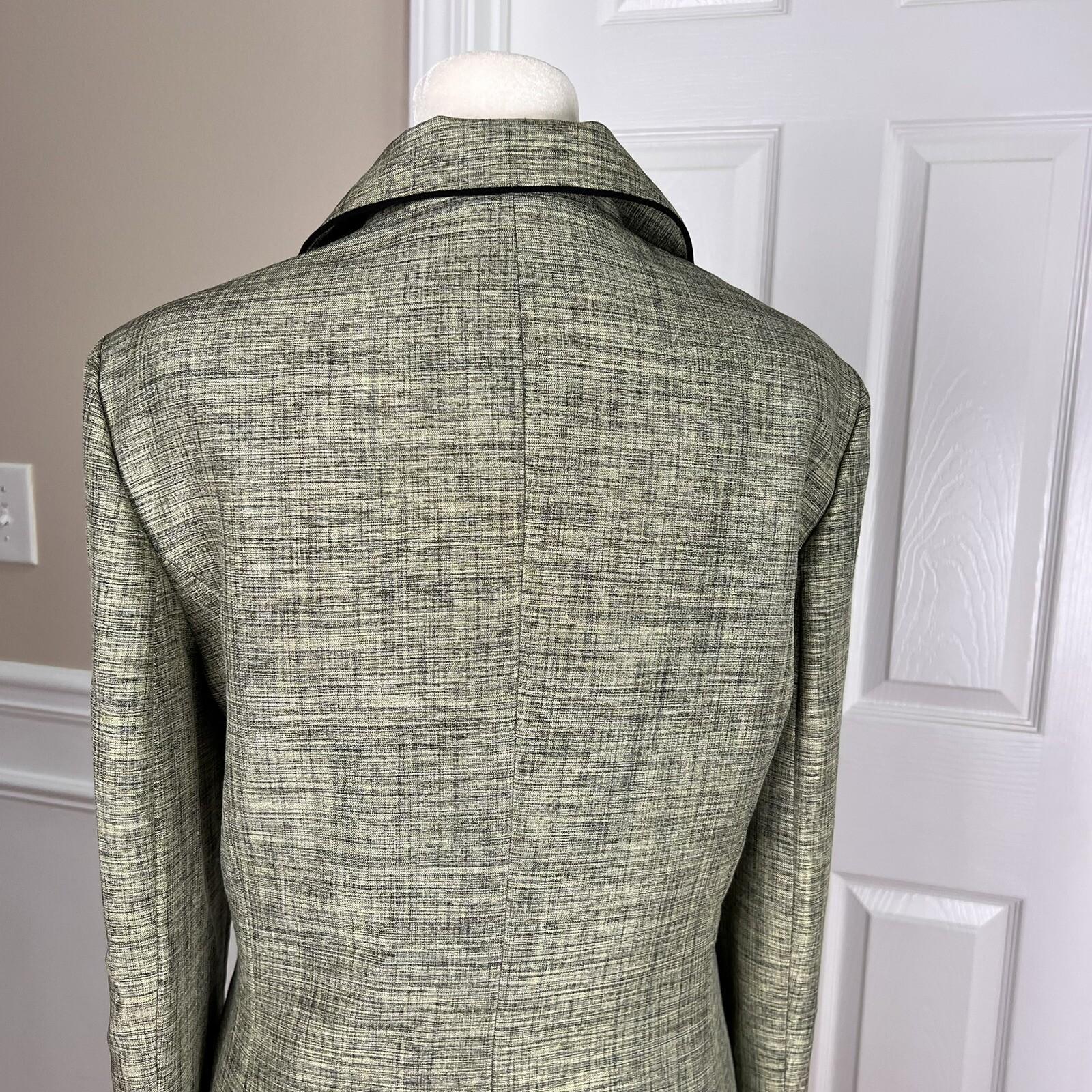 KASPER 2PC Green Black Polyester Notch Collar Skirt (Size 12P) Suit (Size 12)