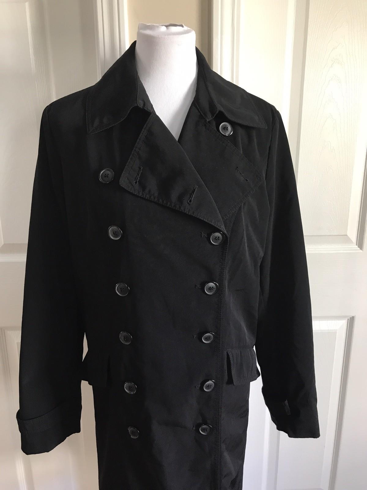 New York and Company Women Black Double Breasted Rain Coat Trench size Large