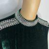 Elie Tahari Velvet Dress M Emeral Green Beaded Bodycon Fashionable Quiet Luxury