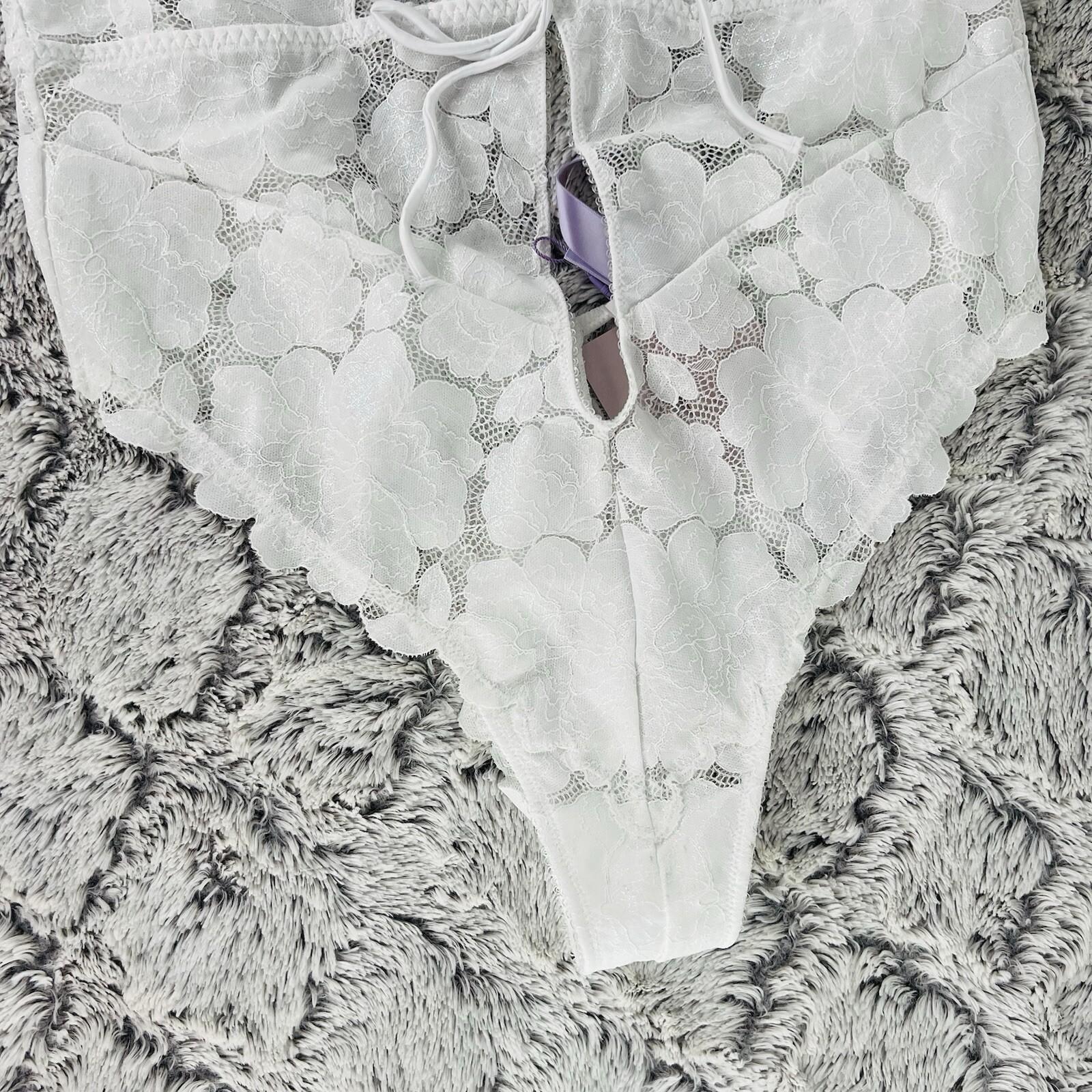 Savage Fenty Bodysuit Size 1X White Teddy Lingerie Sexy Sheer Mesh Lace New