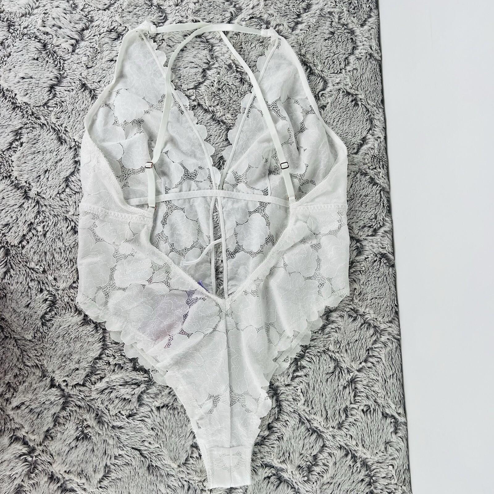 Savage Fenty Bodysuit Size 1X White Teddy Lingerie Sexy Sheer Mesh Lace New