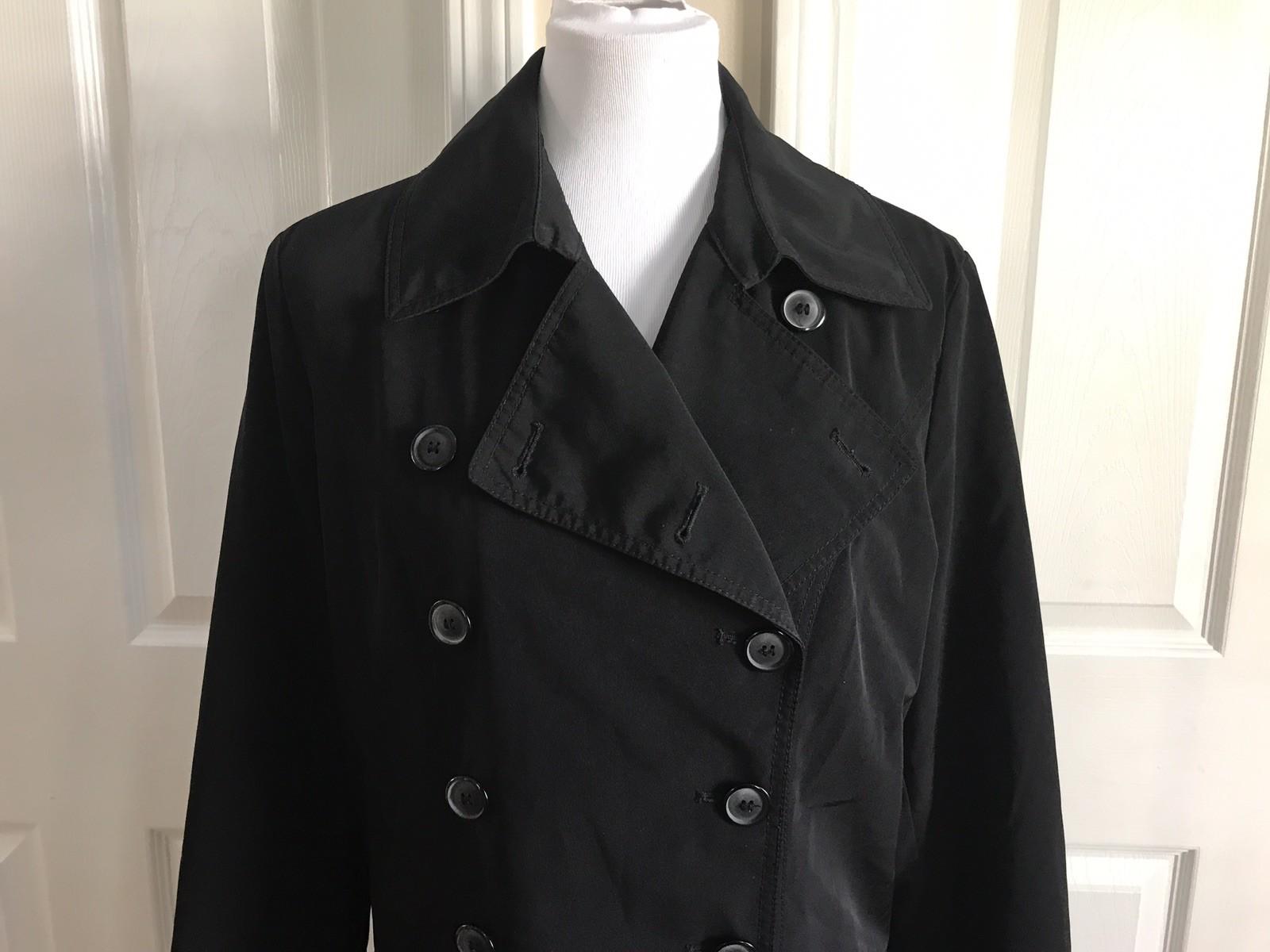 New York and Company Women Black Double Breasted Rain Coat Trench size Large