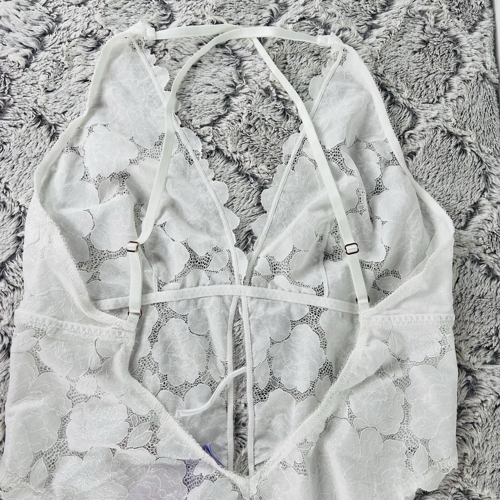 Savage Fenty Bodysuit Size 1X White Teddy Lingerie Sexy Sheer Mesh Lace New