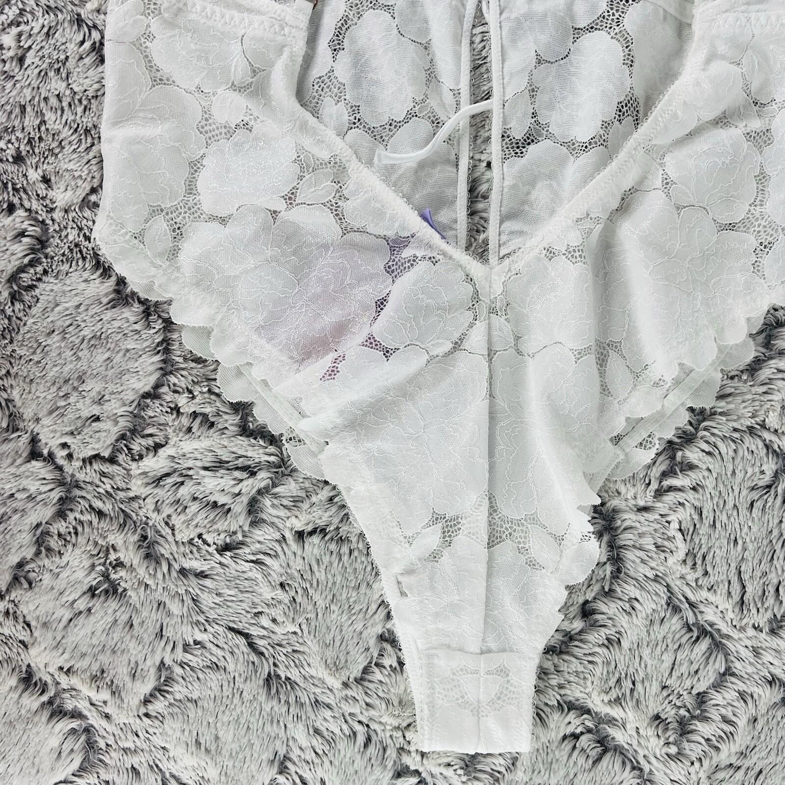 Savage Fenty Bodysuit Size 1X White Teddy Lingerie Sexy Sheer Mesh Lace New