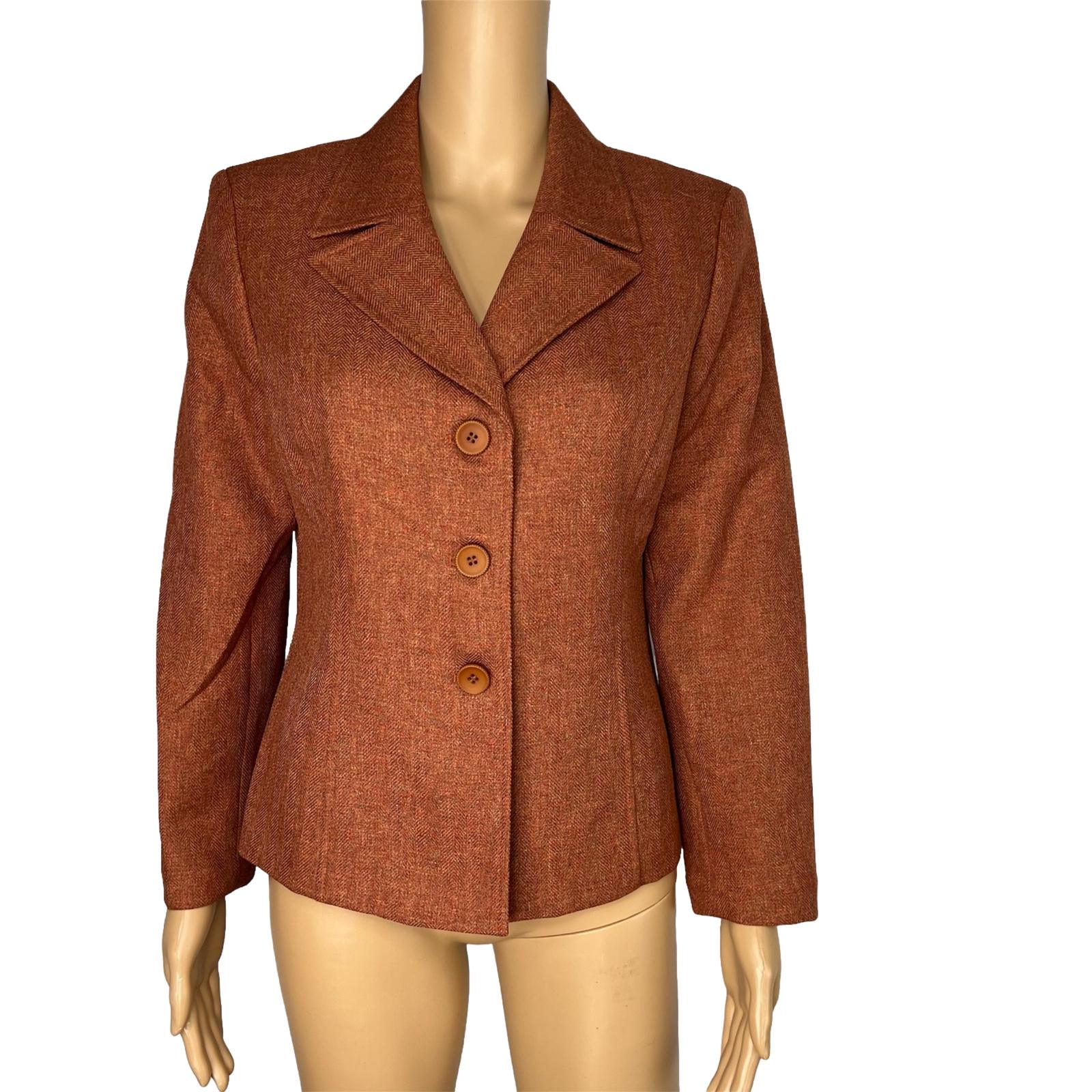 10-3023.jpg Collections For Le Suit Polyester Lined Blazer 8P Burnt Orange Notch Collar