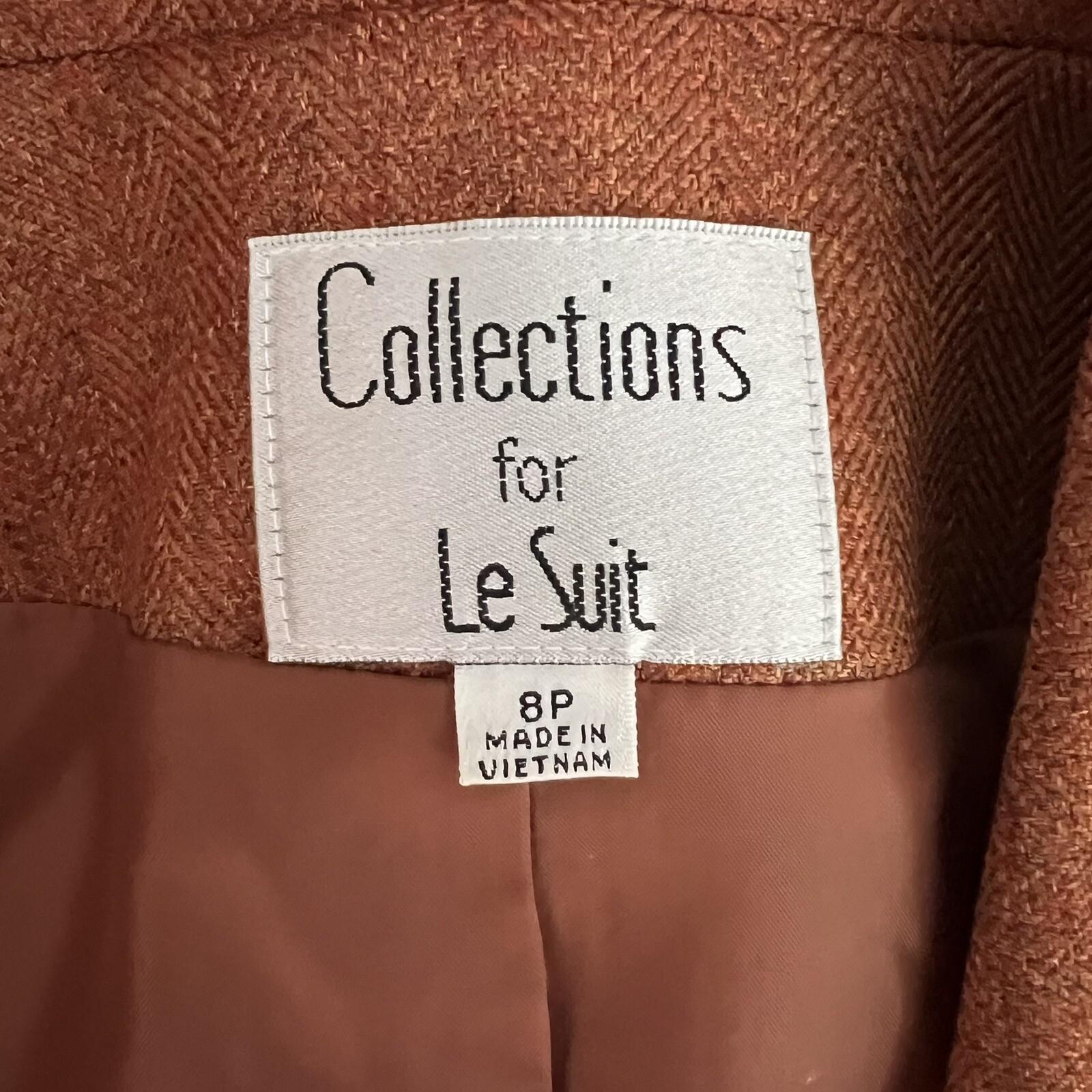 10-3028.jpg Collections For Le Suit Polyester Lined Blazer 8P Burnt Orange Notch Collar