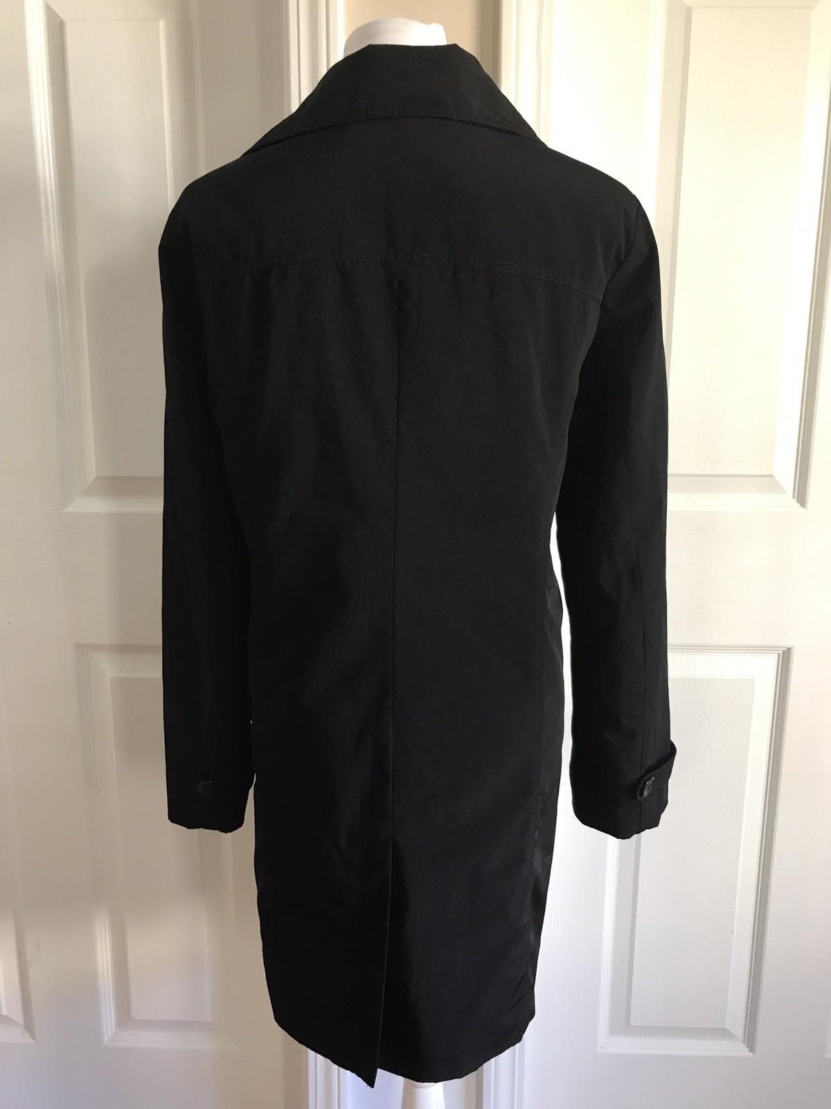 New York and Company Women Black Double Breasted Rain Coat Trench size Large