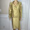 Le Suit Polyester Rayon Skirt Suit Size 14 Mustard Wide Collar 2 Piece Women New
