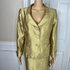 Le Suit Polyester Rayon Skirt Suit Size 14 Mustard Wide Collar 2 Piece Women New