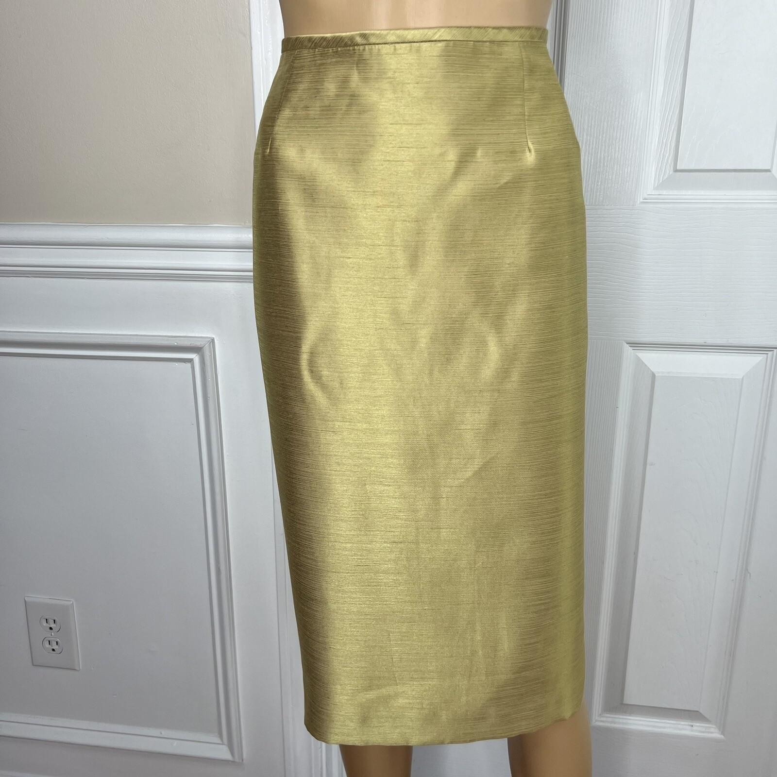 Le Suit Polyester Rayon Skirt Suit Size 14 Mustard Wide Collar 2 Piece Women New
