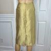 Le Suit Polyester Rayon Skirt Suit Size 14 Mustard Wide Collar 2 Piece Women New