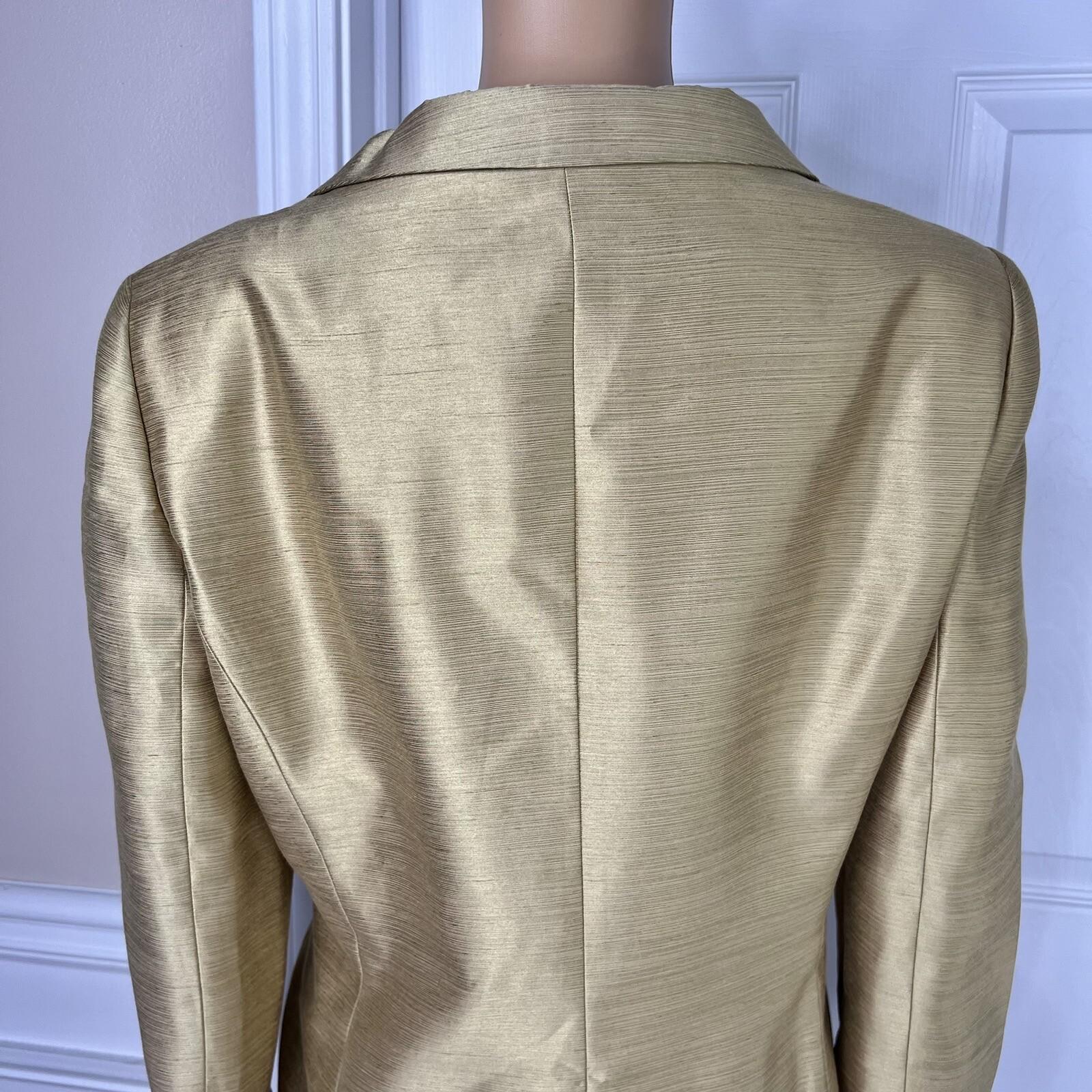 Le Suit Polyester Rayon Skirt Suit Size 14 Mustard Wide Collar 2 Piece Women New